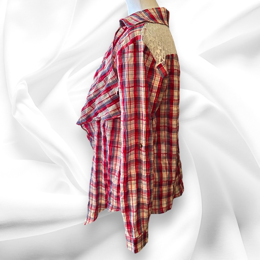 Anthropology En Crème Plaid and Flowy Cardigan Size Small (S) - Picture 4 of 7